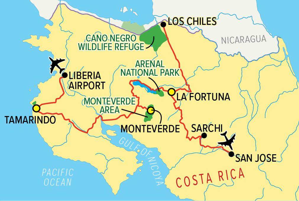 Costa Rica tour map